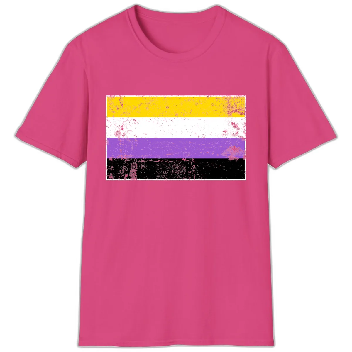 Nonbinary Pride Flag T-Shirt in Heliconia