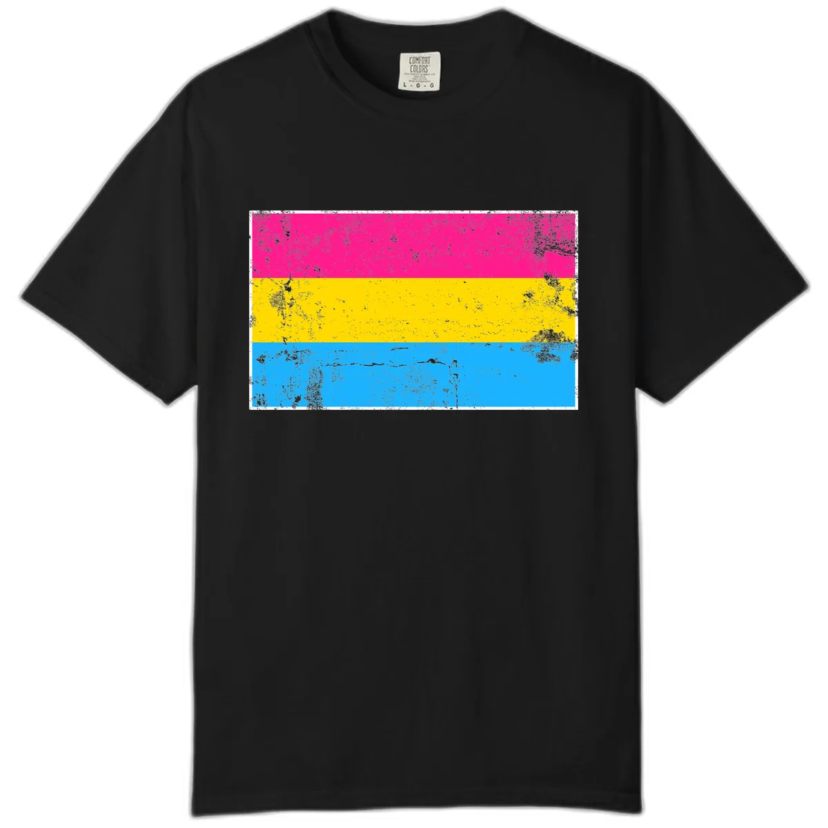 Pan Pride Flag Distressed Comfort Color in Black
