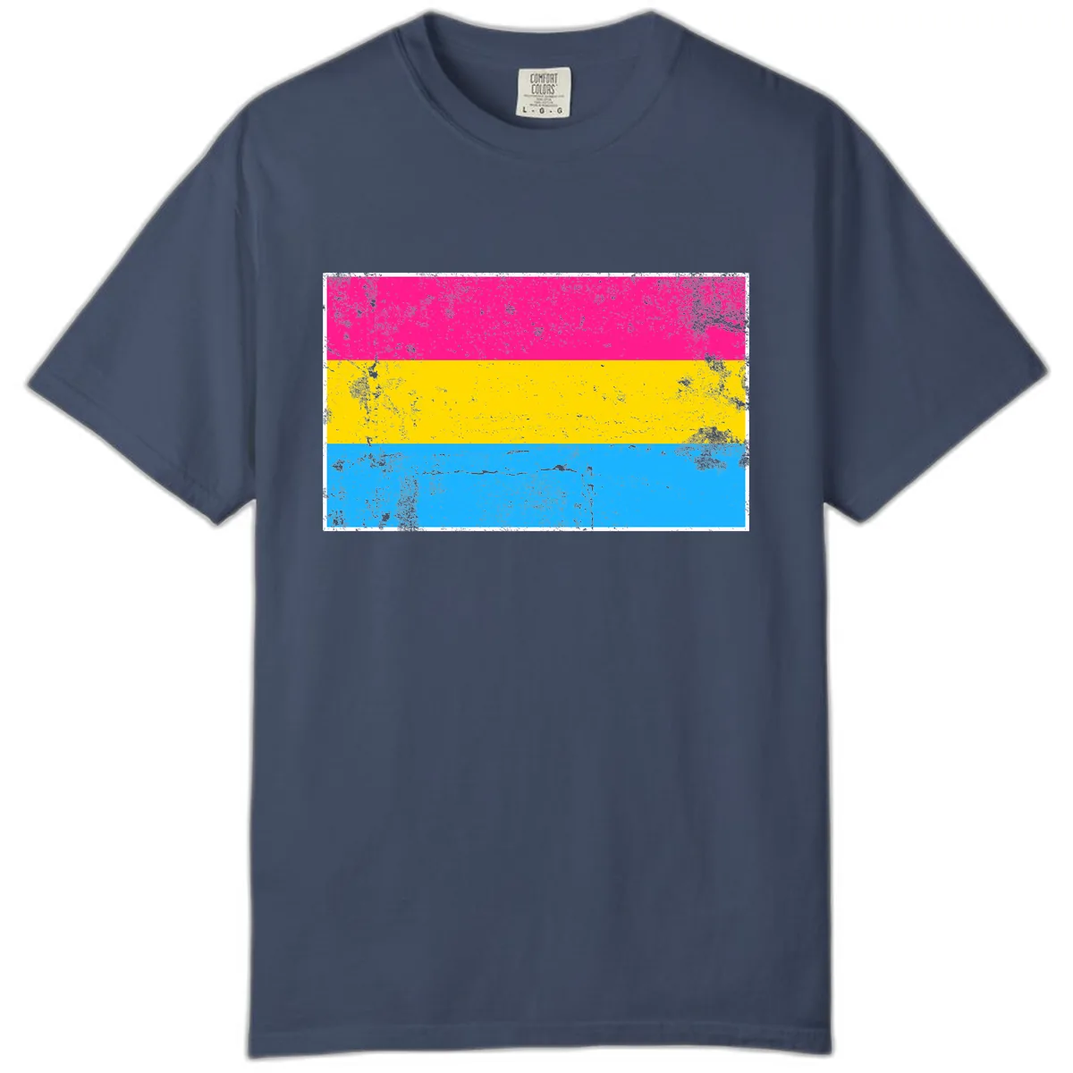 Pan Pride Flag Distressed Comfort Color in Midnight