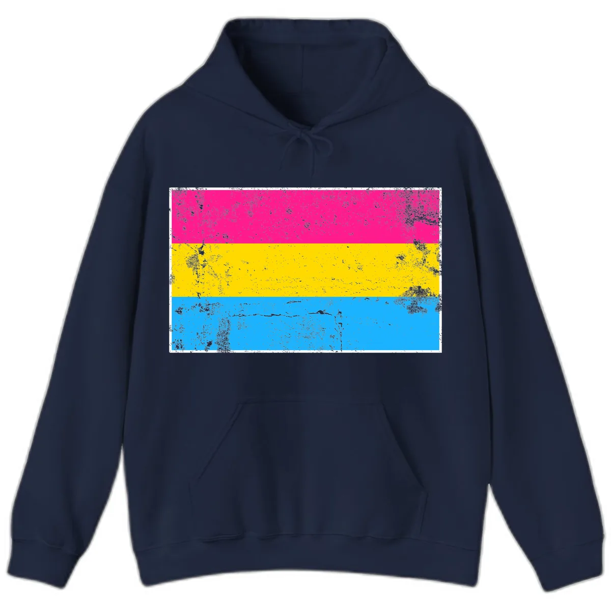 Pan Pride Flag Distressed Hoodie in Navy