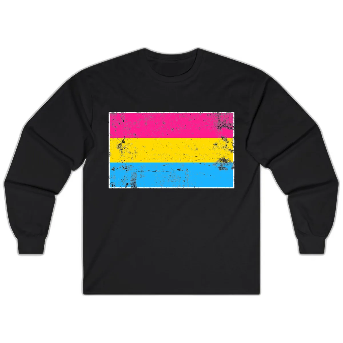Pan Pride Flag Distressed Long Sleeve in Black