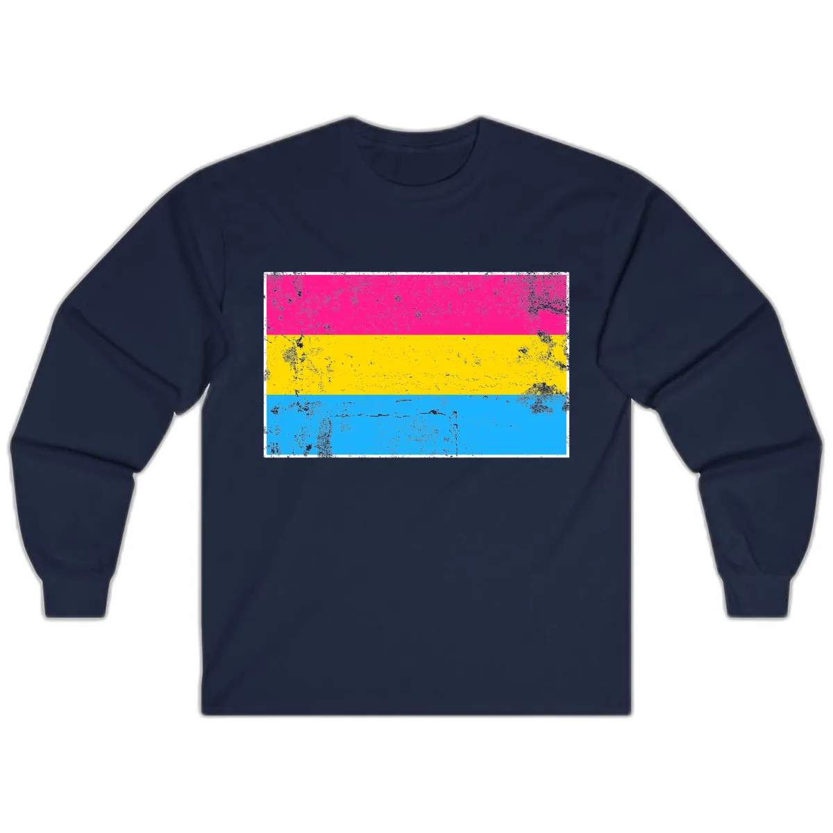 Pan Pride Flag Distressed Long Sleeve in Navy