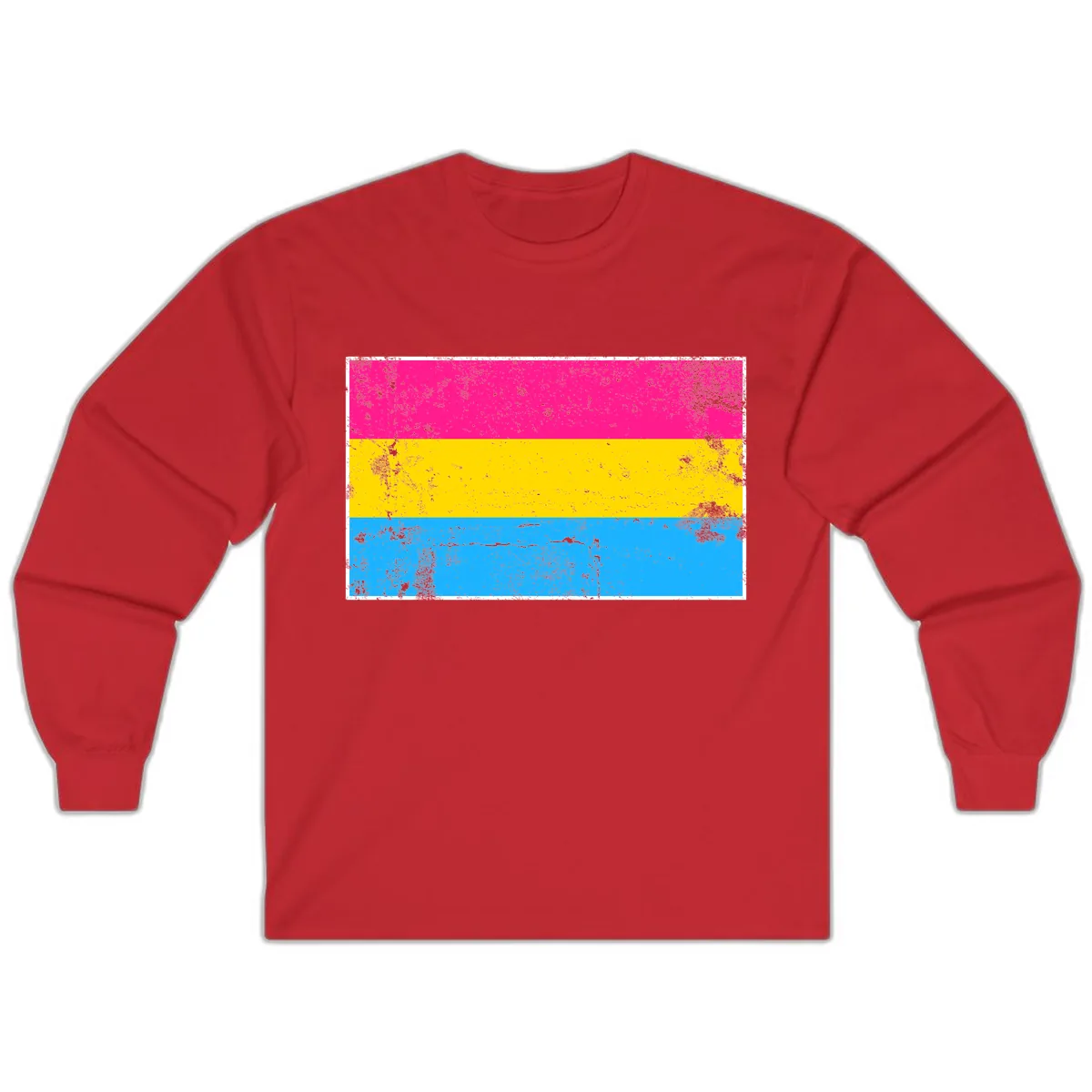 Pan Pride Flag Distressed Long Sleeve in Red