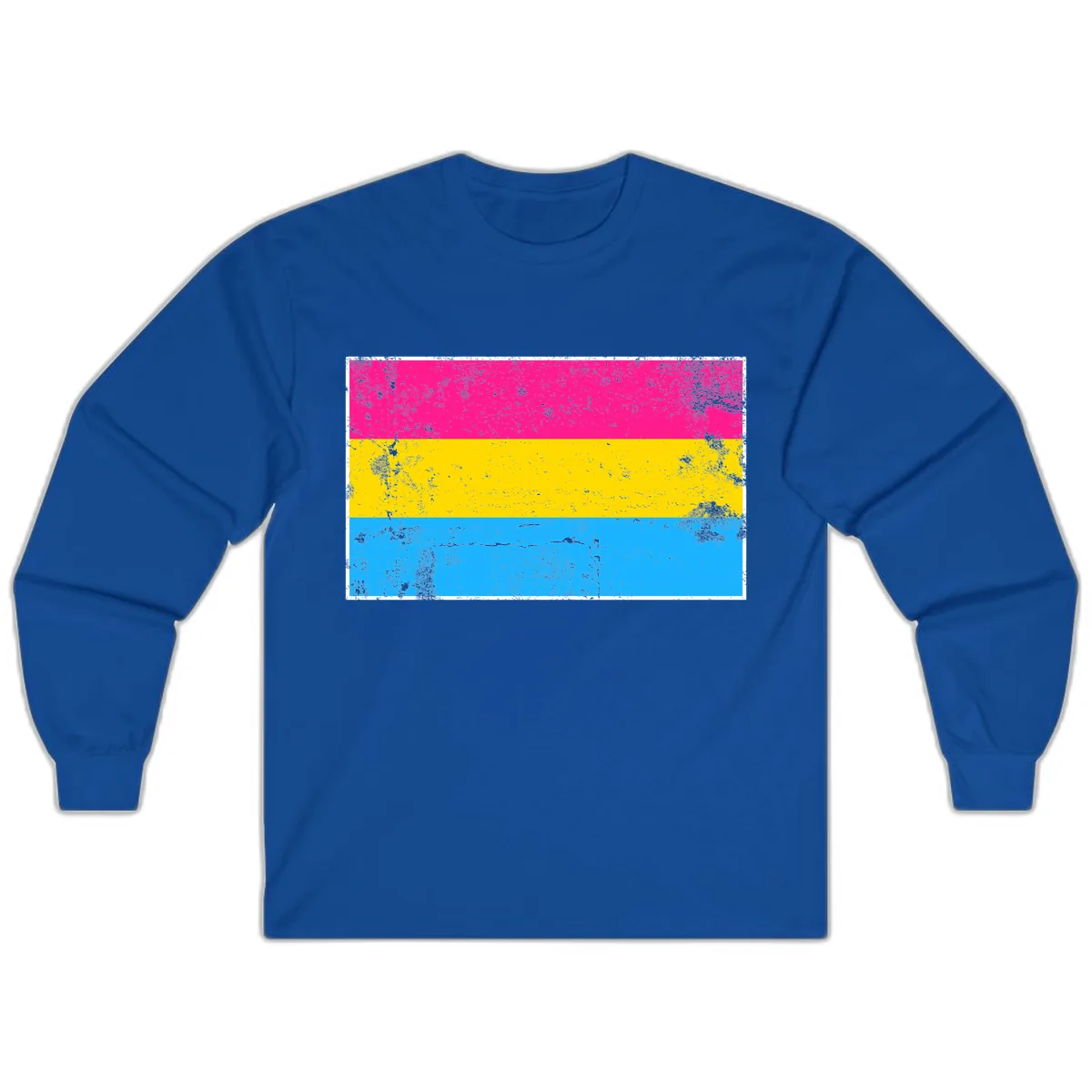 Pan Pride Flag Distressed Long Sleeve in Royal