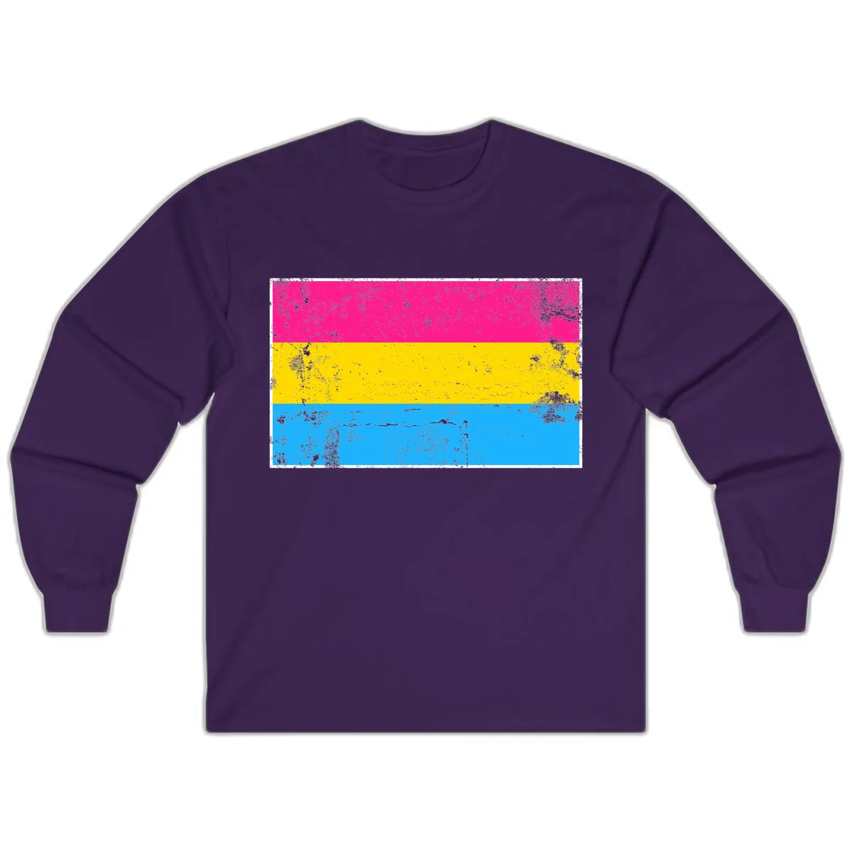 Pan Pride Flag Distressed Long Sleeve in Purple