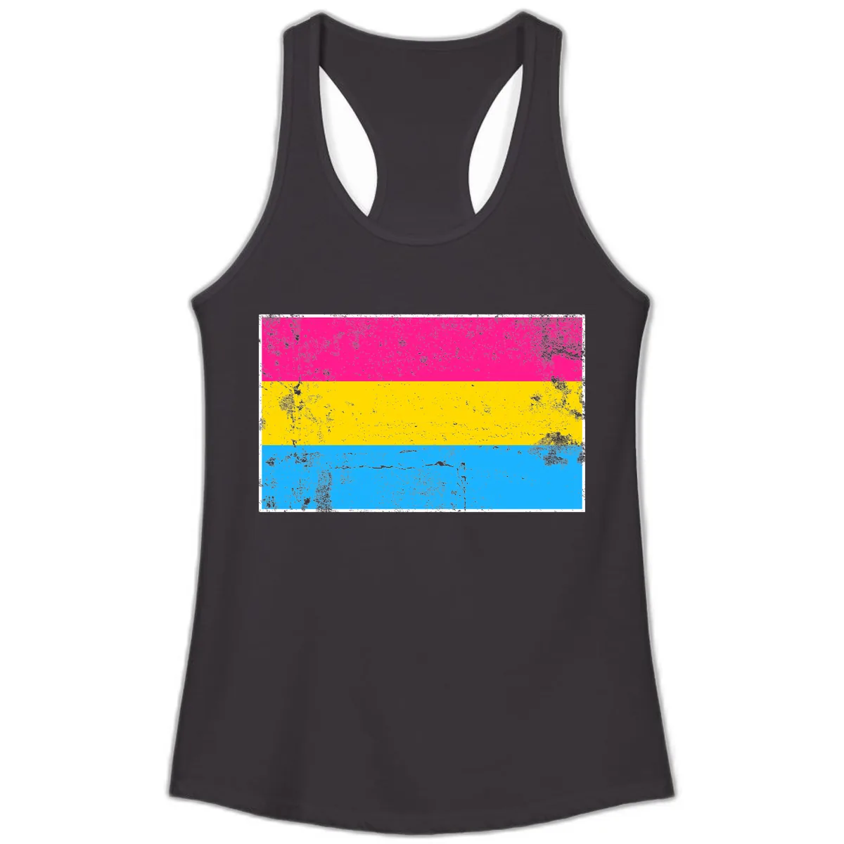 Pan Pride Flag Distressed Ladies Tank in Black