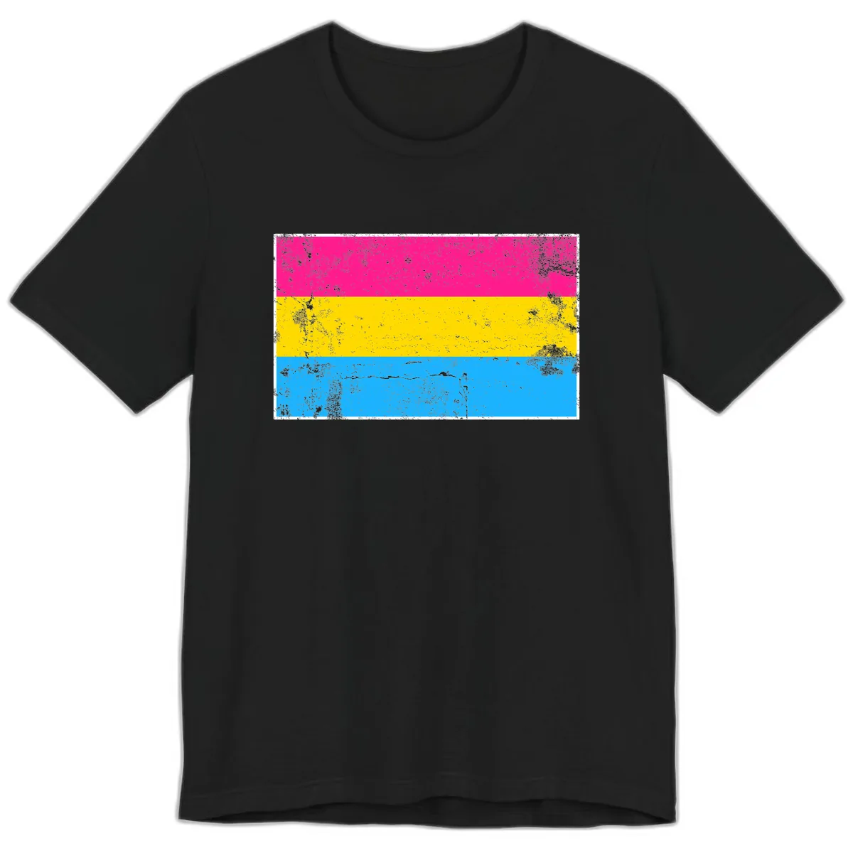 Pan Pride Flag Distressed Premium T-Shirt in Black