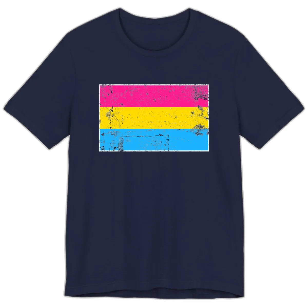 Pan Pride Flag Distressed Premium T-Shirt in Navy