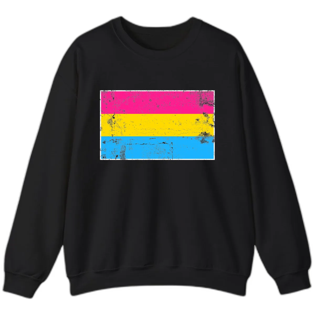 Pan Pride Flag Distressed Sweatshirt in Black
