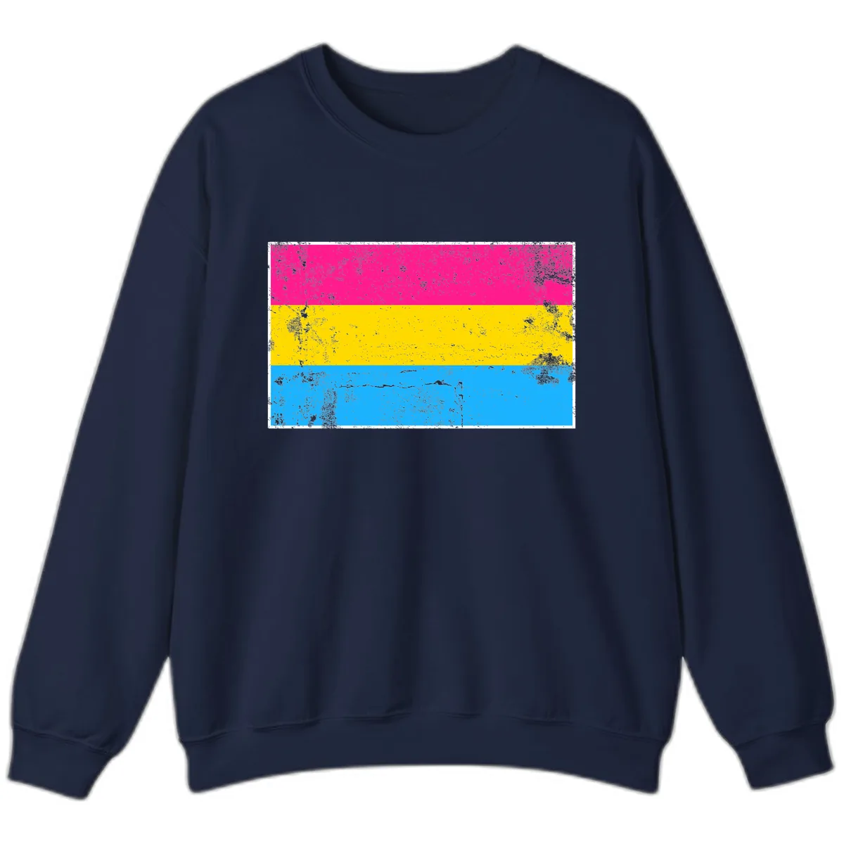 Pan Pride Flag Distressed Sweatshirt in Navy