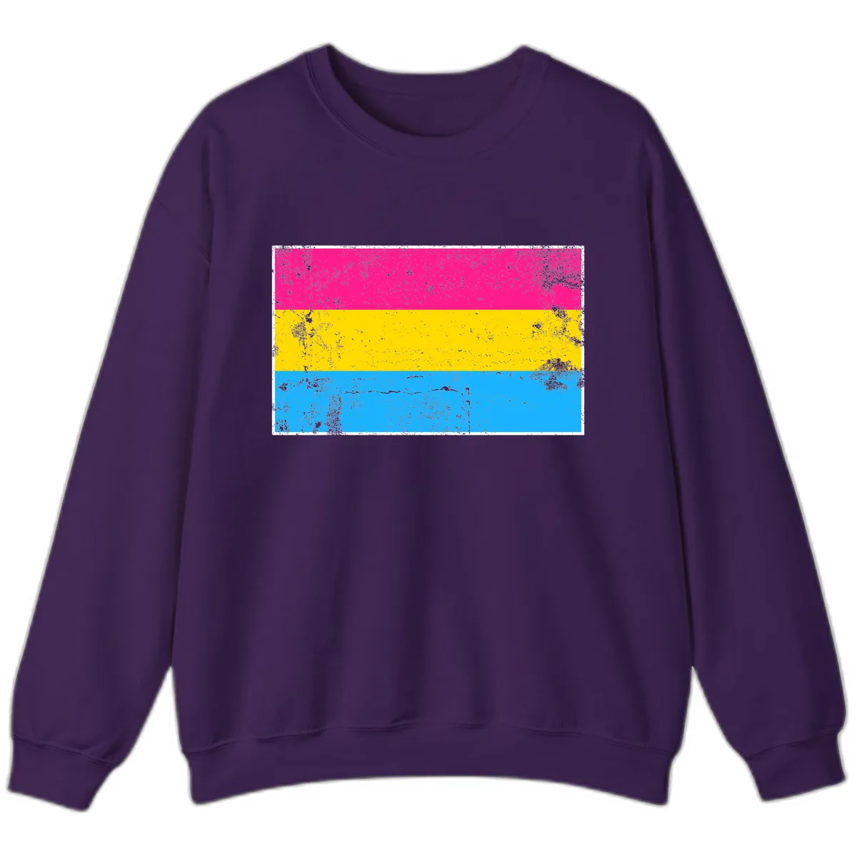 Pan Pride Flag Distressed Sweatshirt in Purple