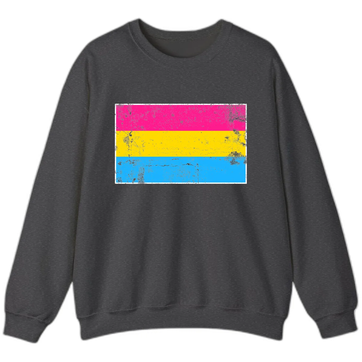 Pan Pride Flag Distressed Sweatshirt in Dark Heather