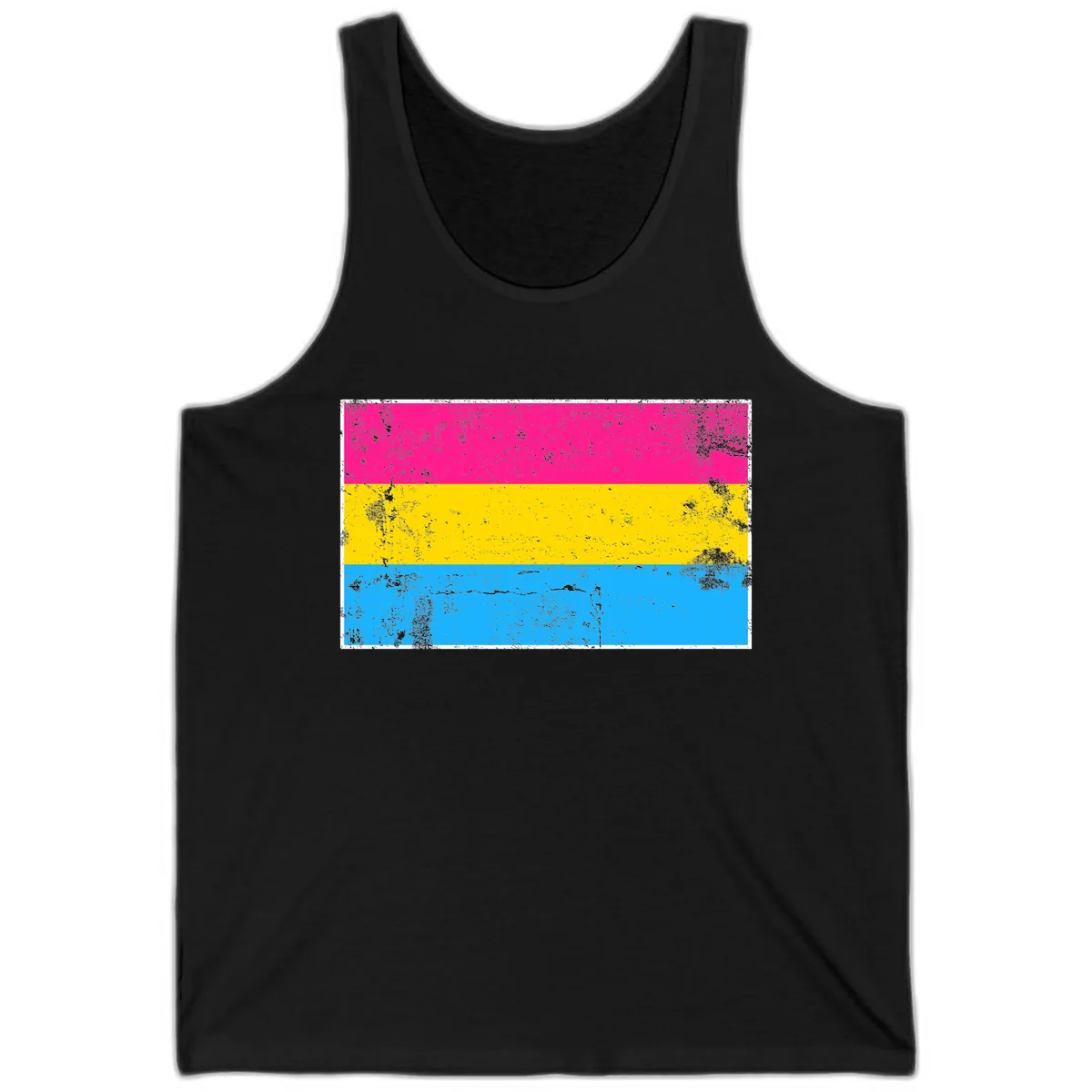 Pan Pride Flag Distressed Tank in Black