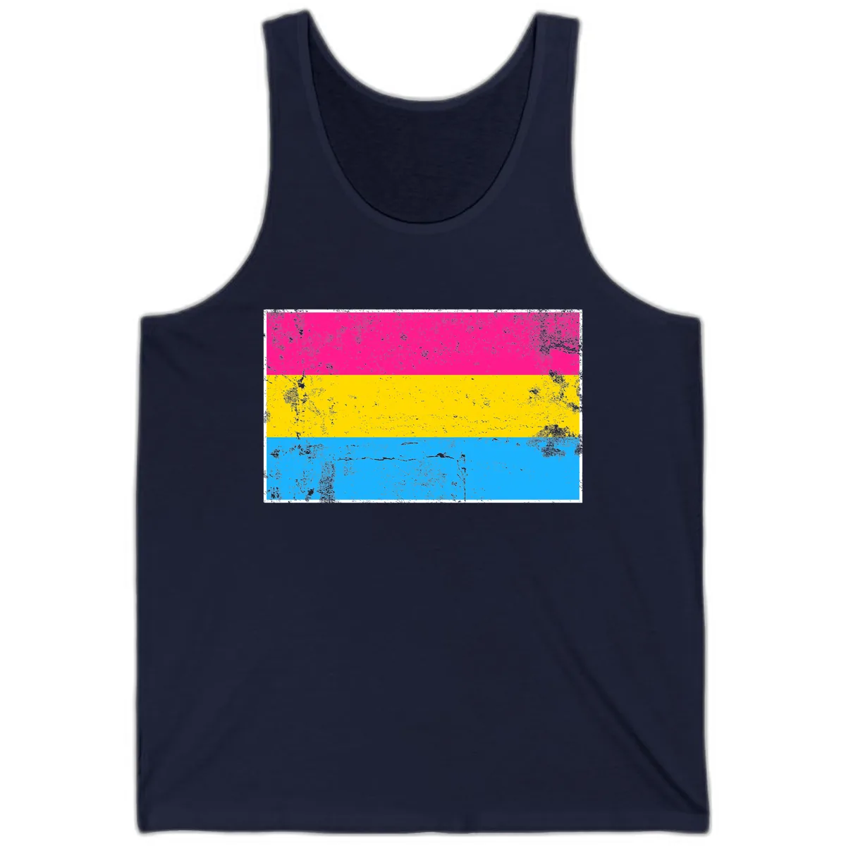 Pan Pride Flag Distressed Tank in Navy
