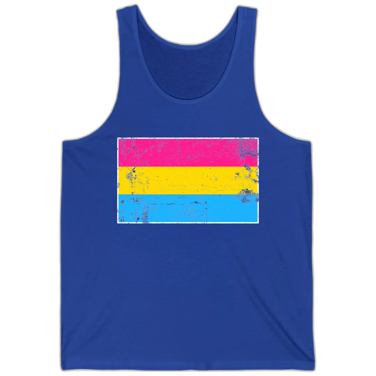 Pan Pride Flag Distressed Tank in True Royal