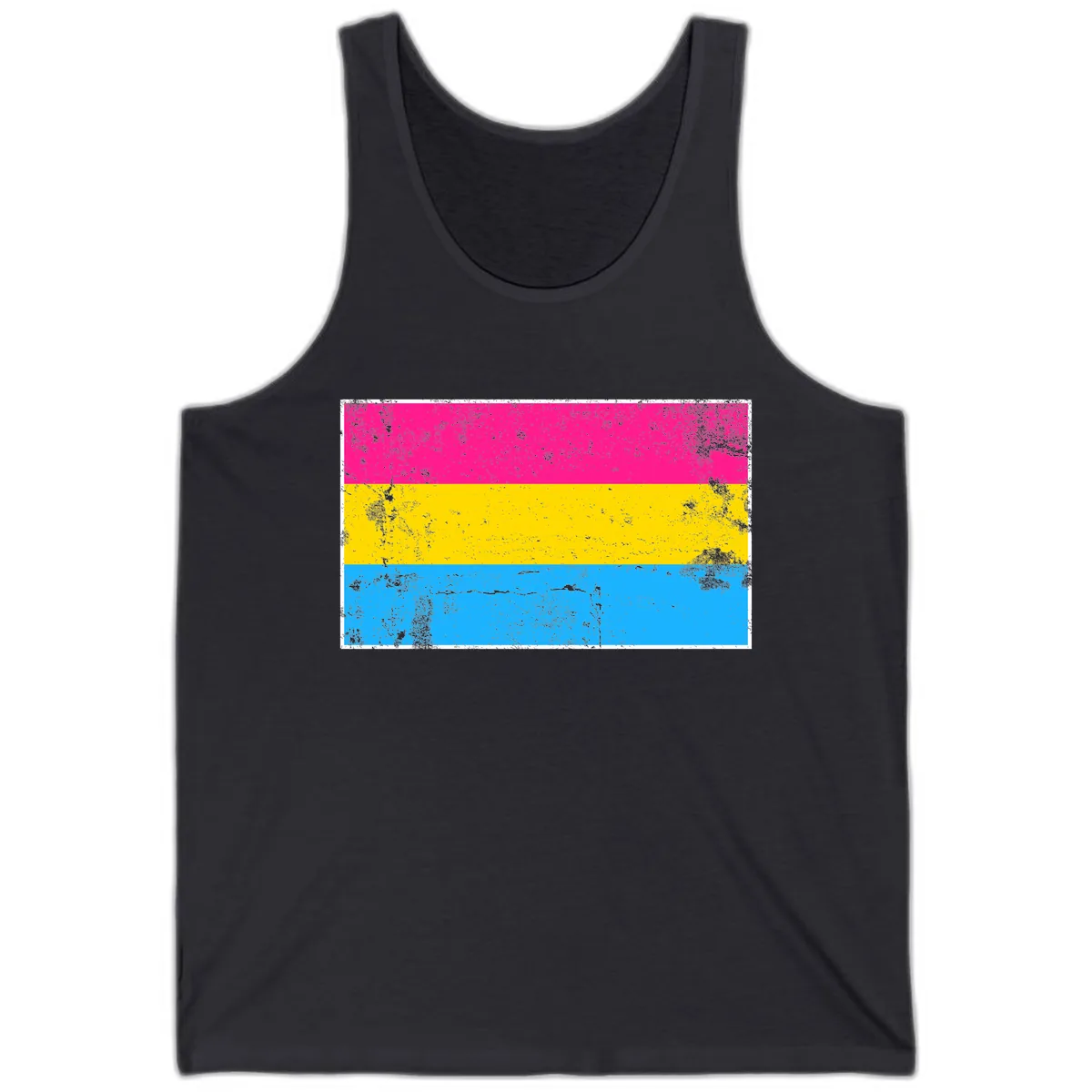 Pan Pride Flag Distressed Tank in Dark Grey