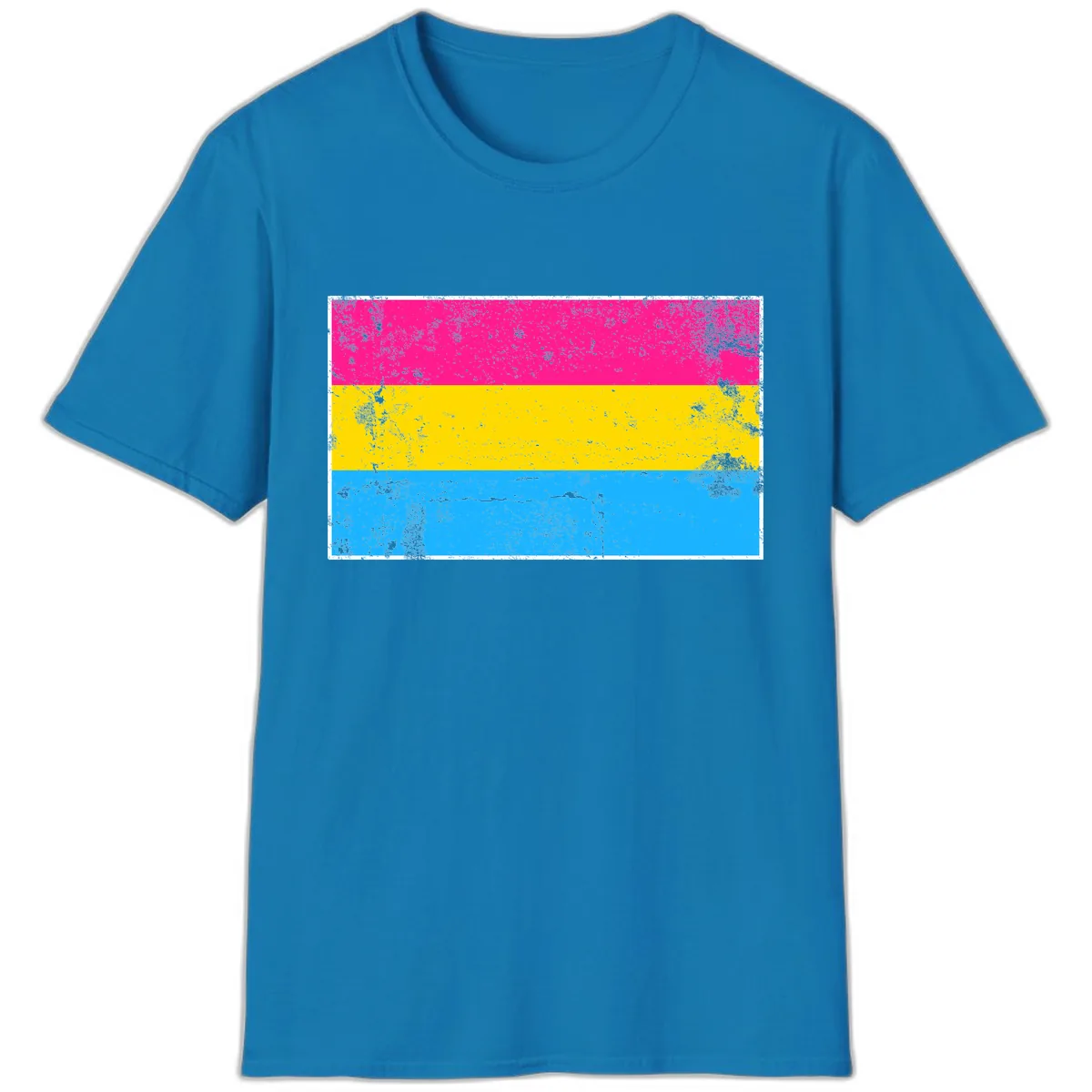 Pan Pride Flag Distressed T-Shirt in Sapphire