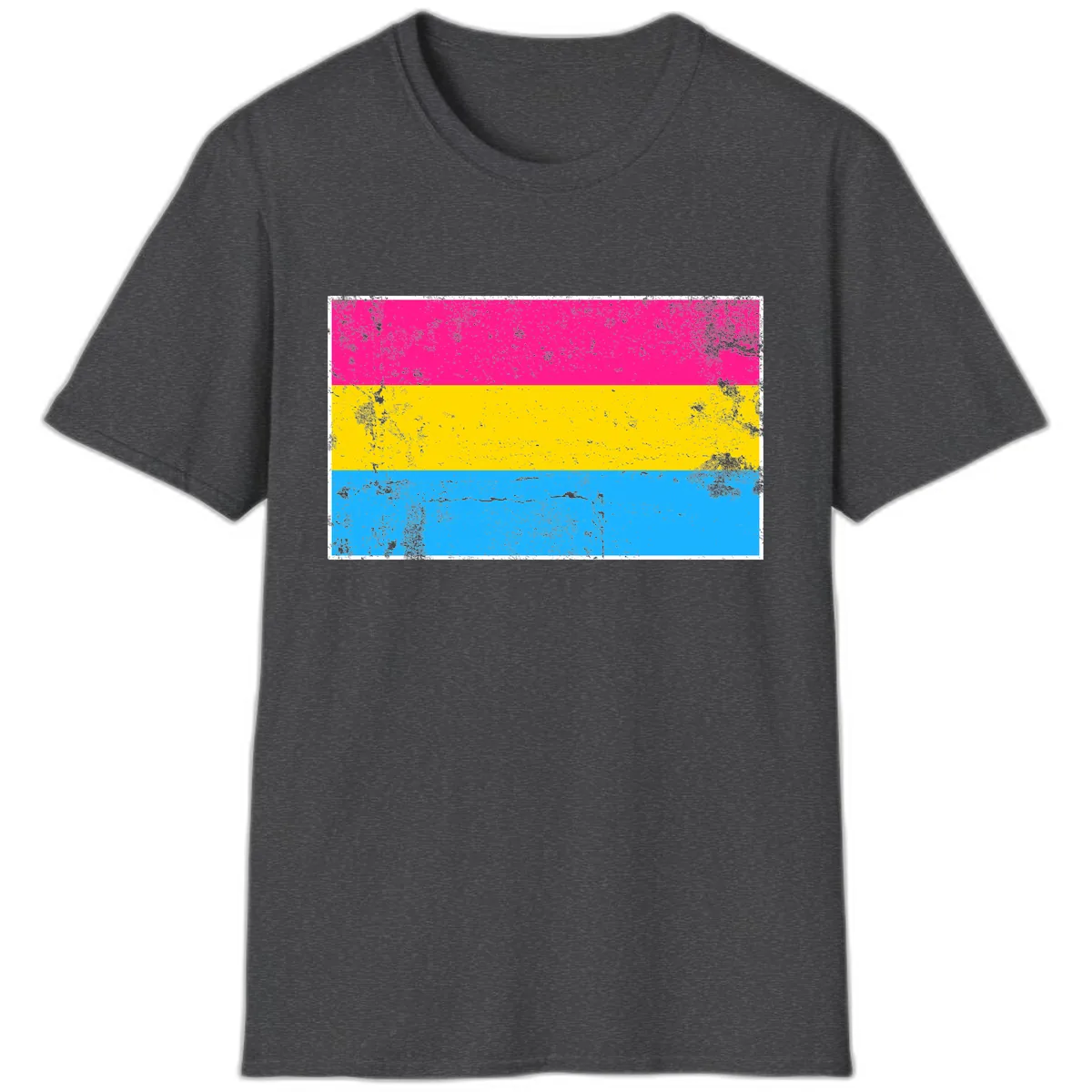 Pan Pride Flag Distressed T-Shirt in Dark Heather