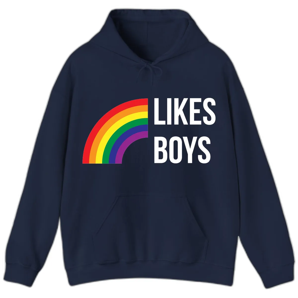 Likes Boys Rainbow Pride Hoodie in Navy