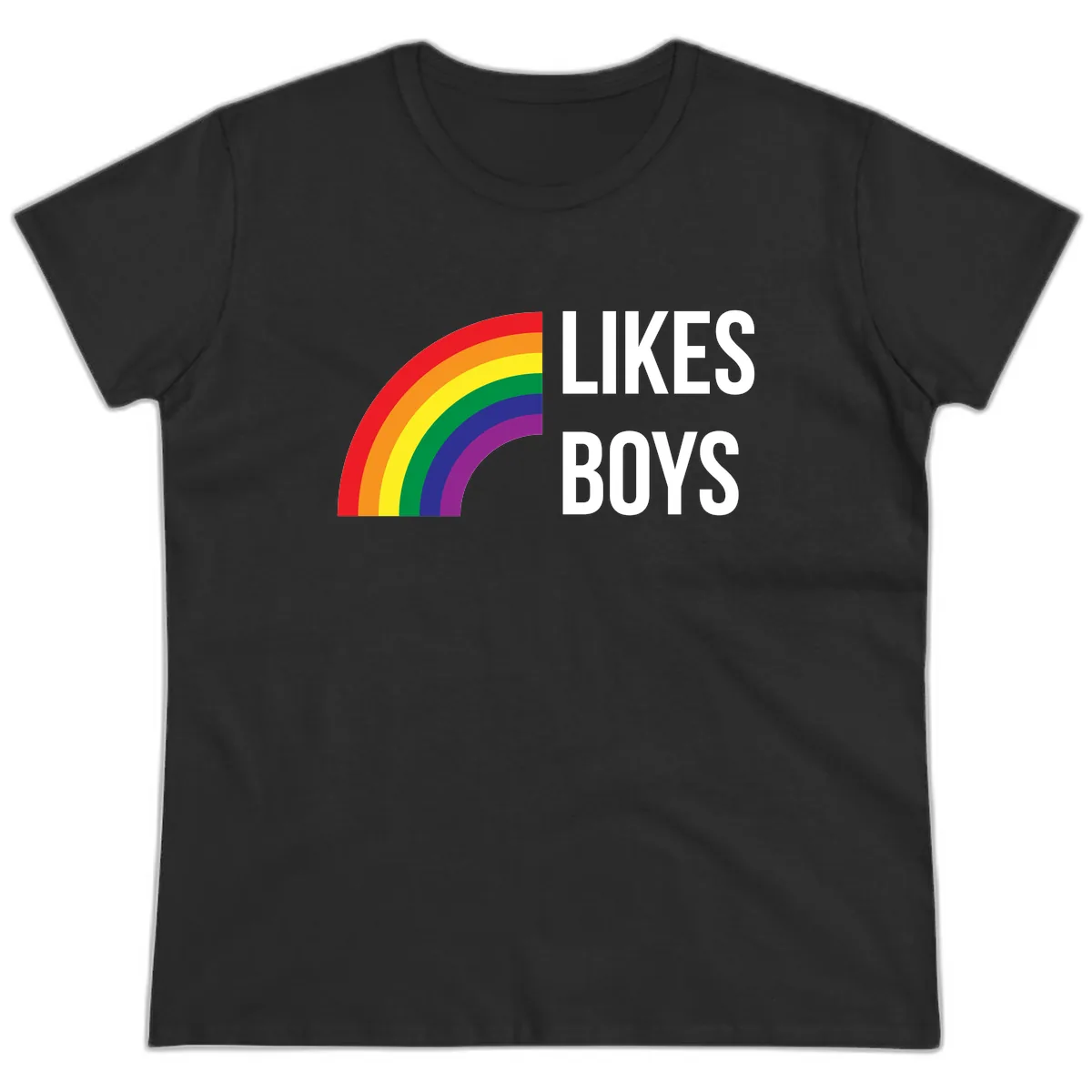 Likes Boys Rainbow Pride Ladies Tee in Black