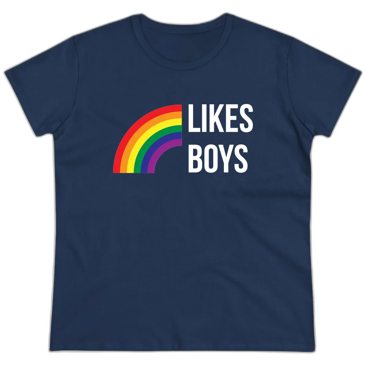 Likes Boys Rainbow Pride Ladies Tee in Navy