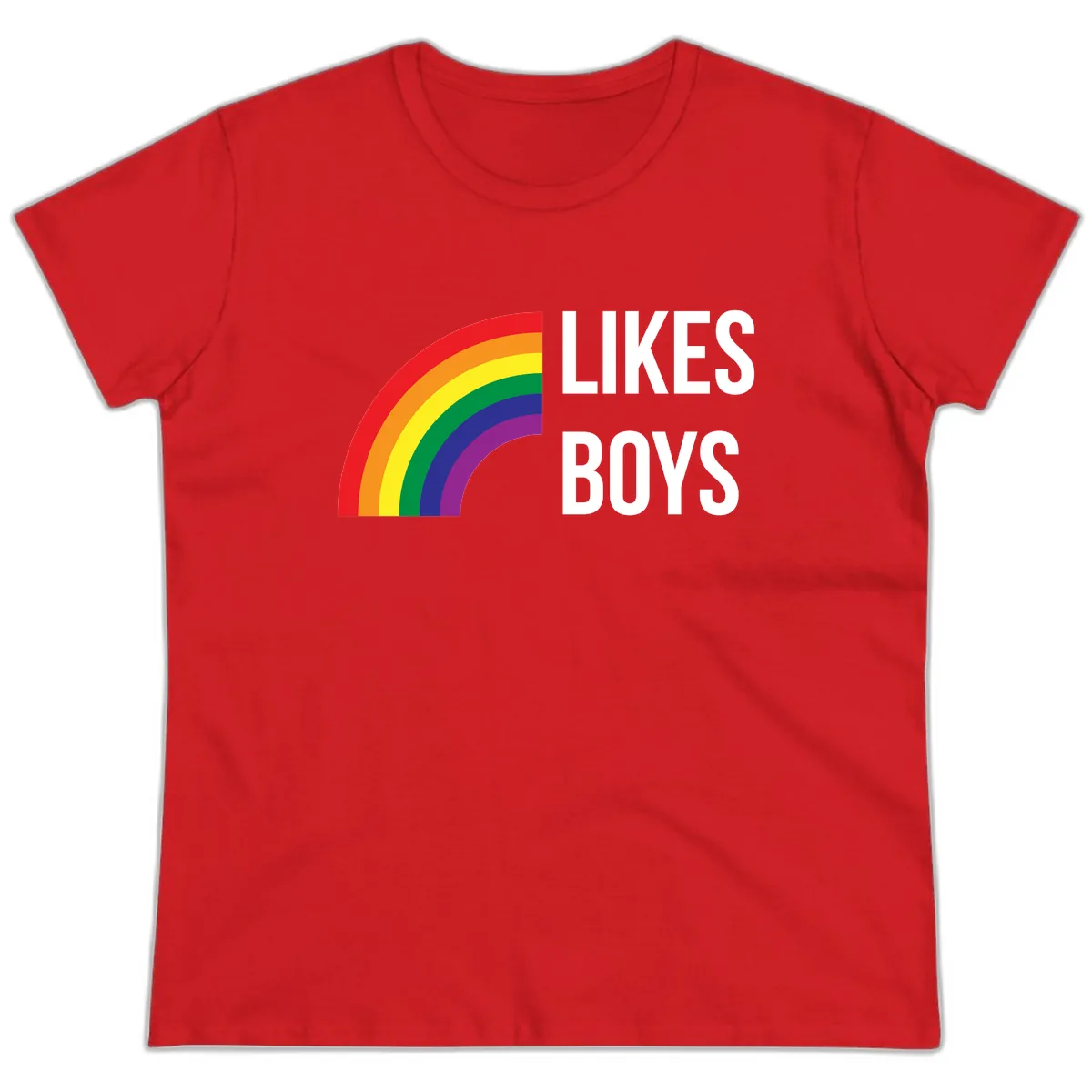 Likes Boys Rainbow Pride Ladies Tee in Red