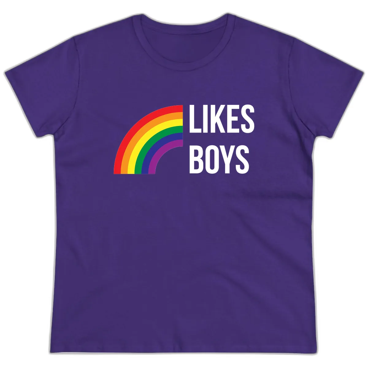 Likes Boys Rainbow Pride Ladies Tee in Purple