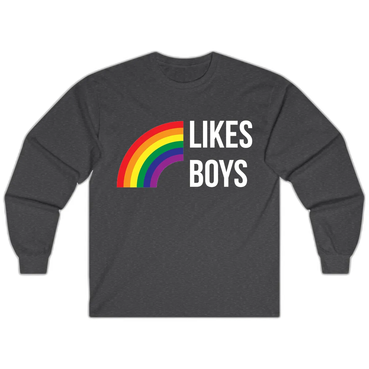 Likes Boys Rainbow Pride Long Sleeve in Dark Heather