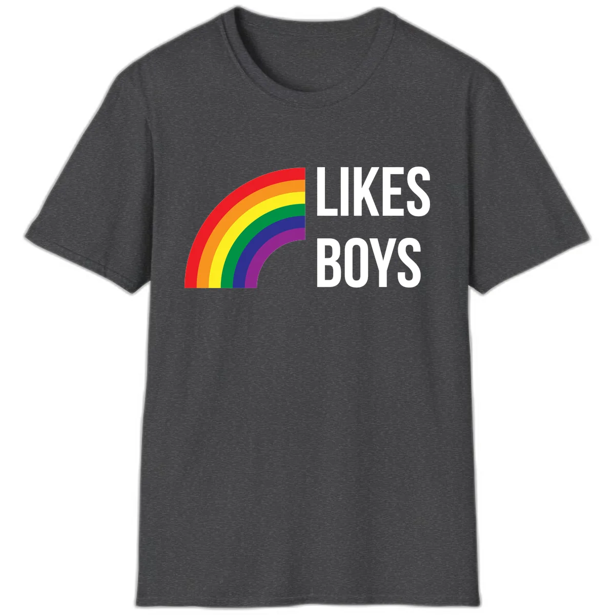 Likes Boys Rainbow Pride T-Shirt in Dark Heather