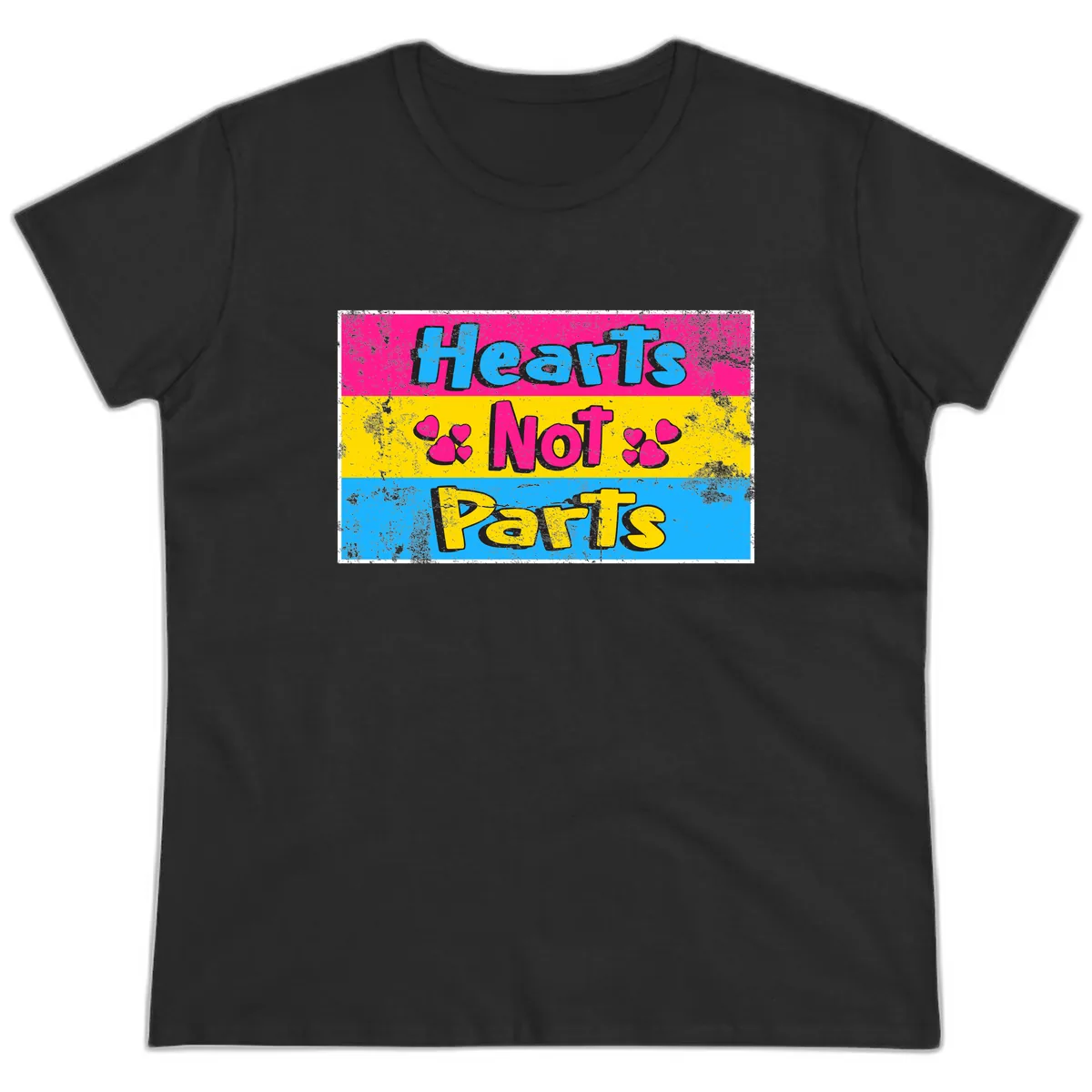 Hearts Not Parts Ladies Tee in Black
