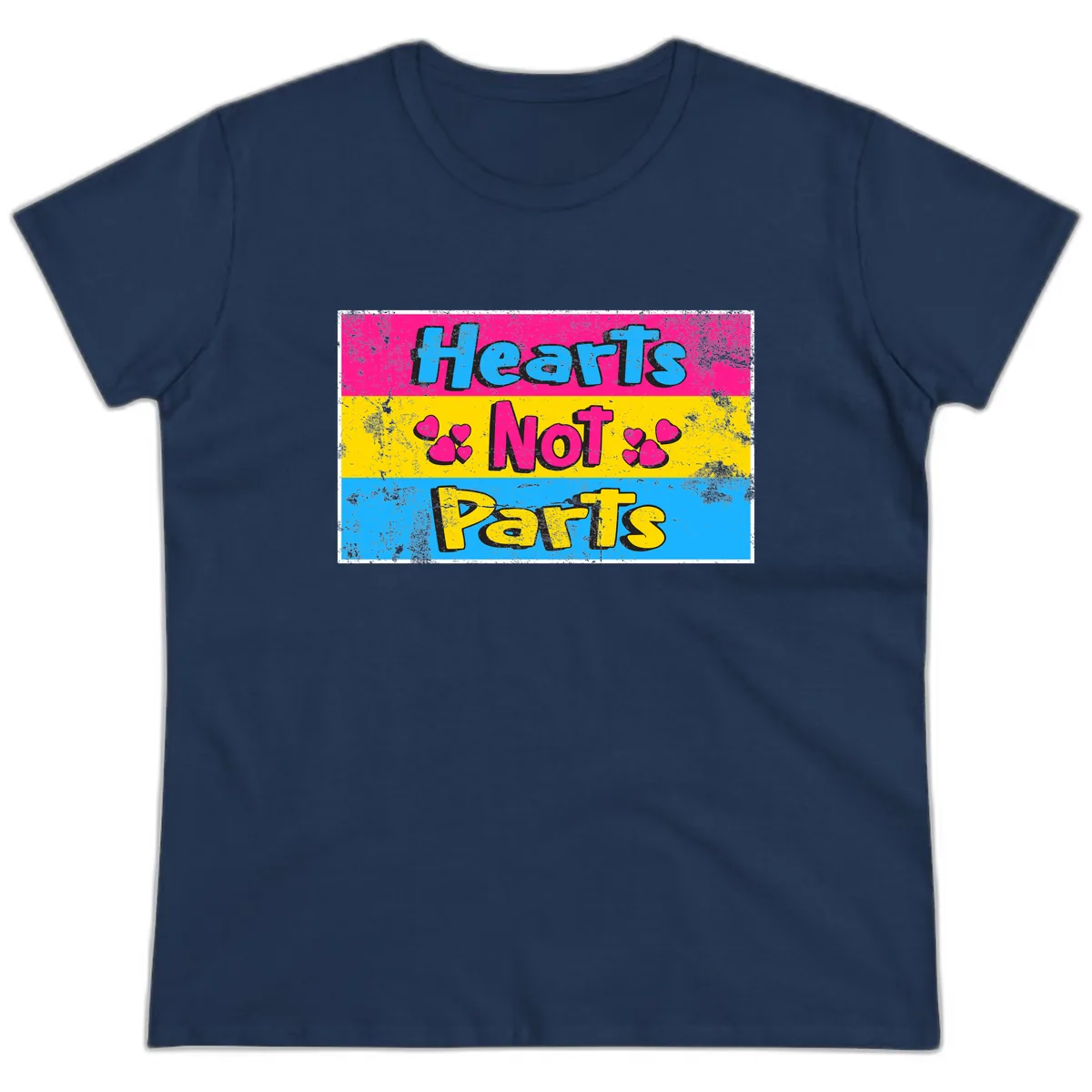 Hearts Not Parts Ladies Tee in Navy