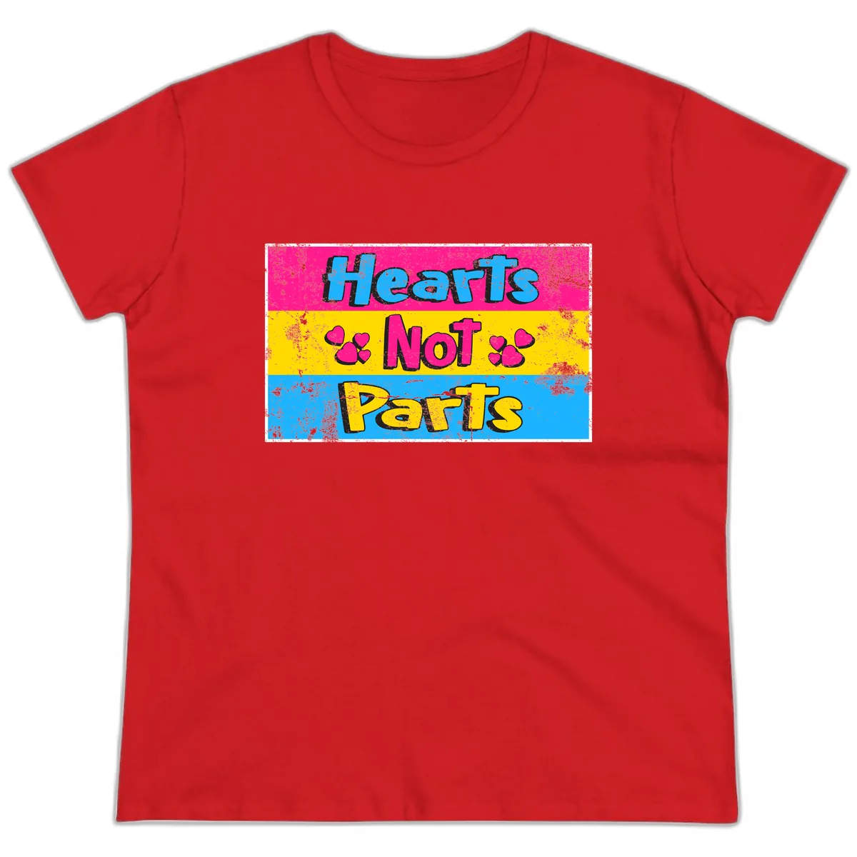 Hearts Not Parts Ladies Tee in Red