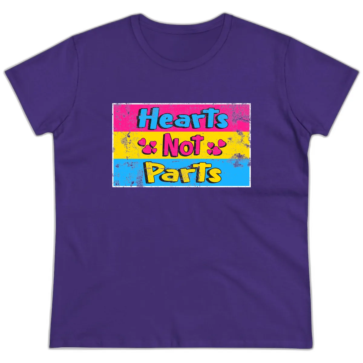 Hearts Not Parts Ladies Tee in Purple
