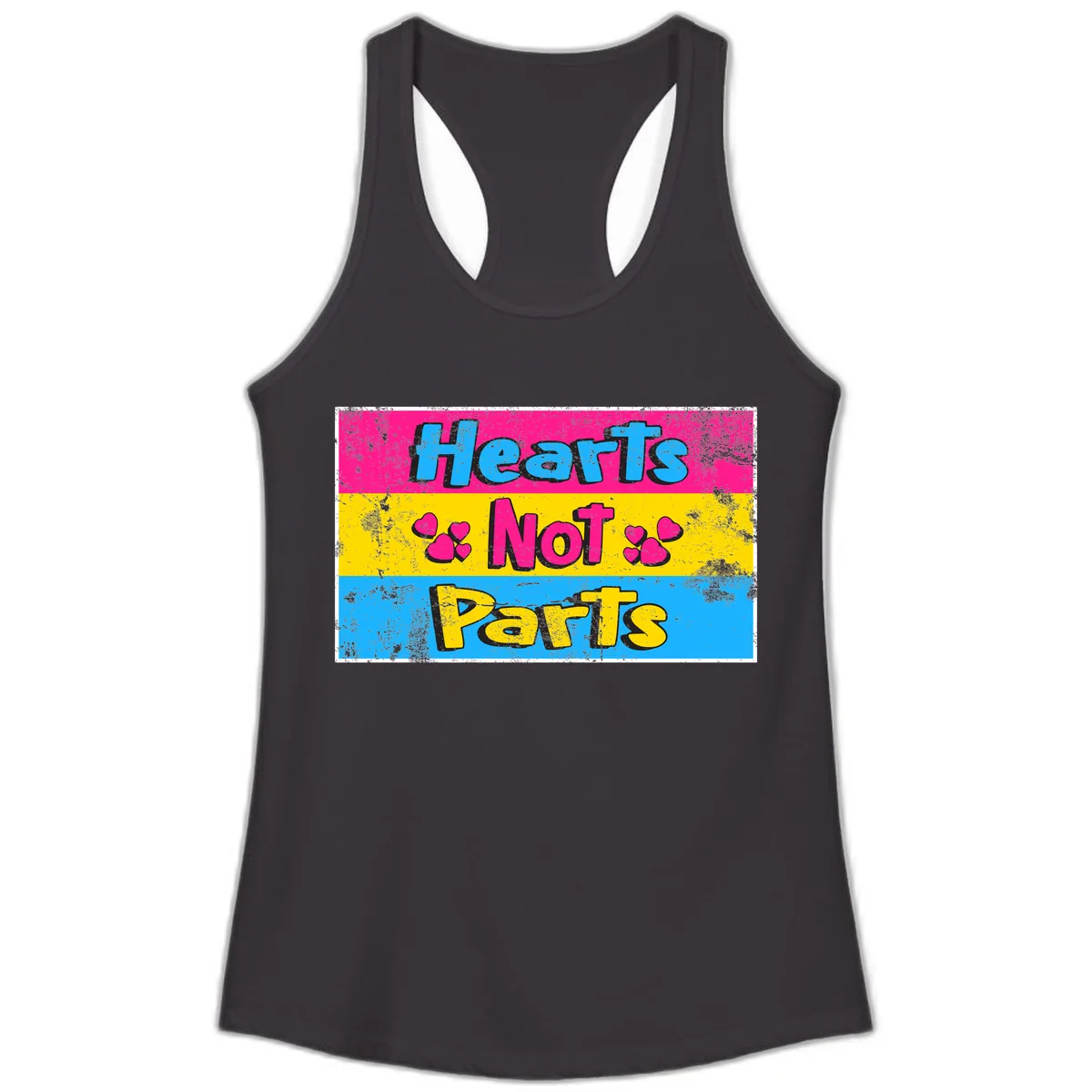 Hearts Not Parts Ladies Tank in Black