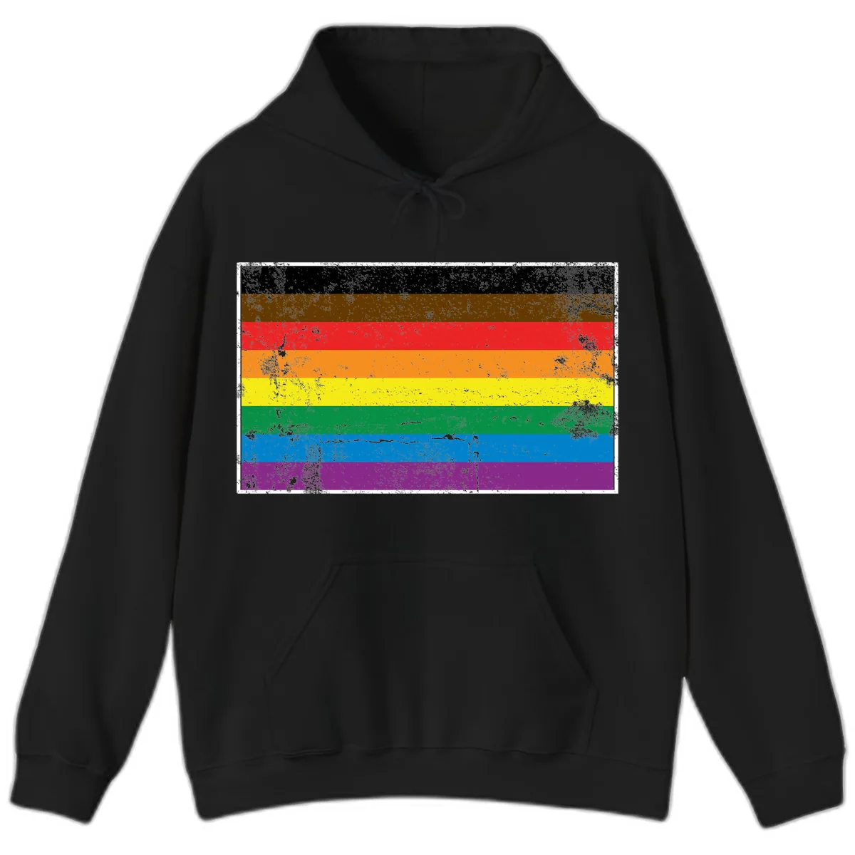 Rainbow Pride Flag Hoodie in Black