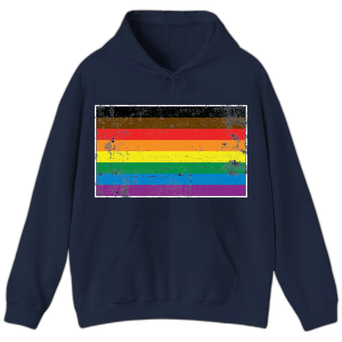 Rainbow Pride Flag Hoodie in Navy
