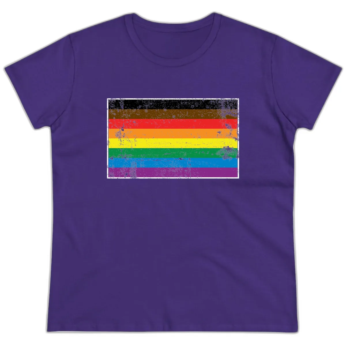 Rainbow Pride Flag Ladies Tee in Purple