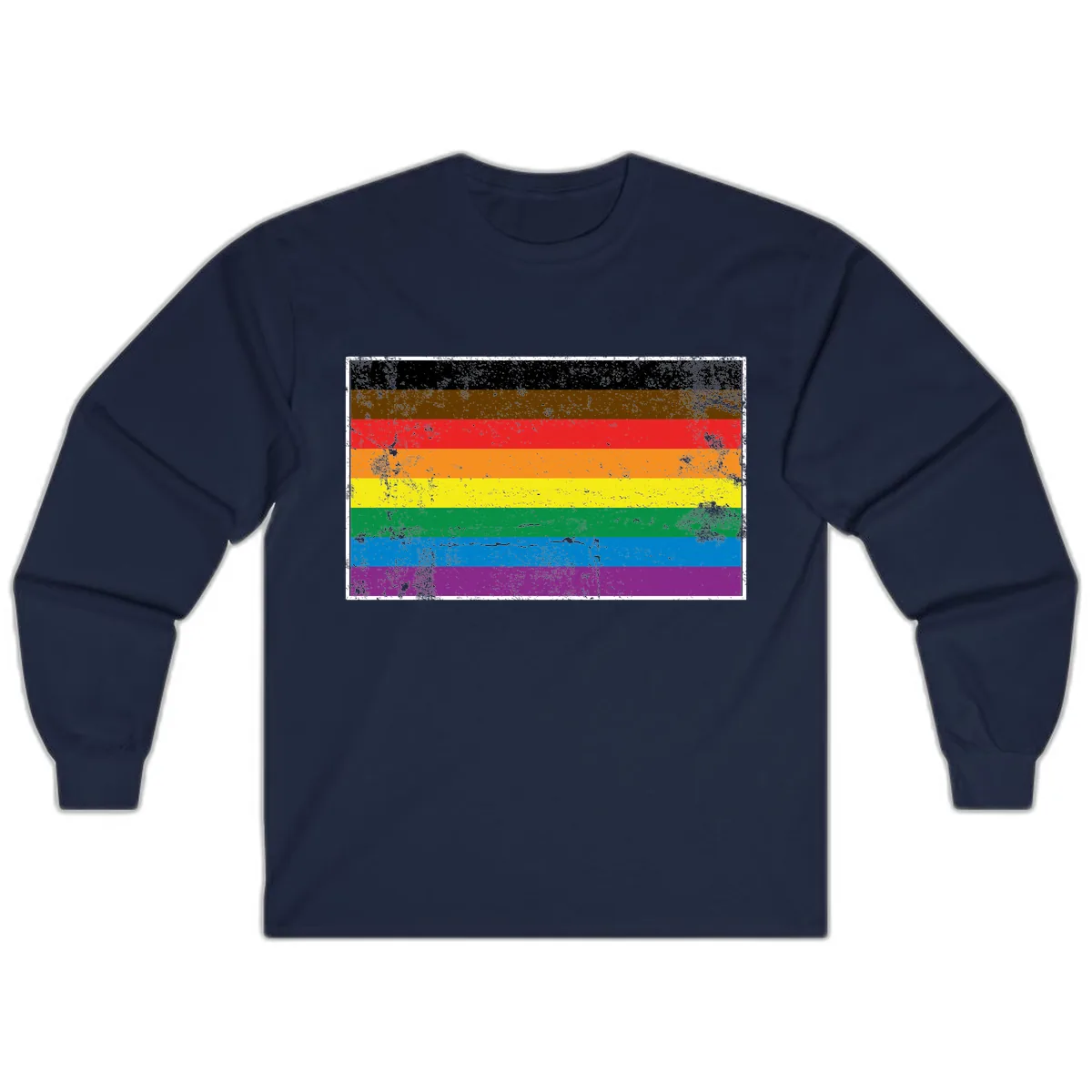 Rainbow Pride Flag Long Sleeve in Navy