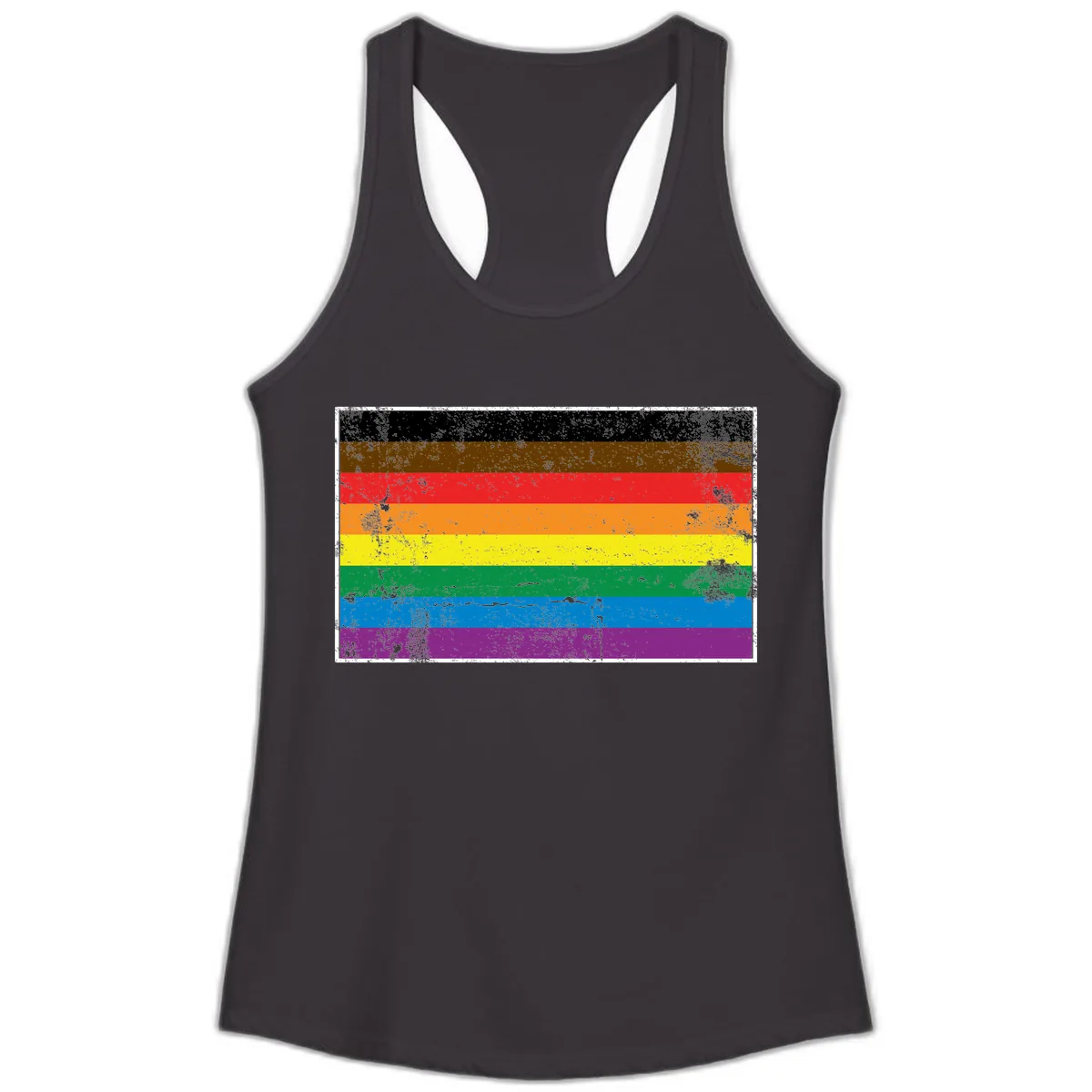 Rainbow Pride Flag Ladies Tank in Black