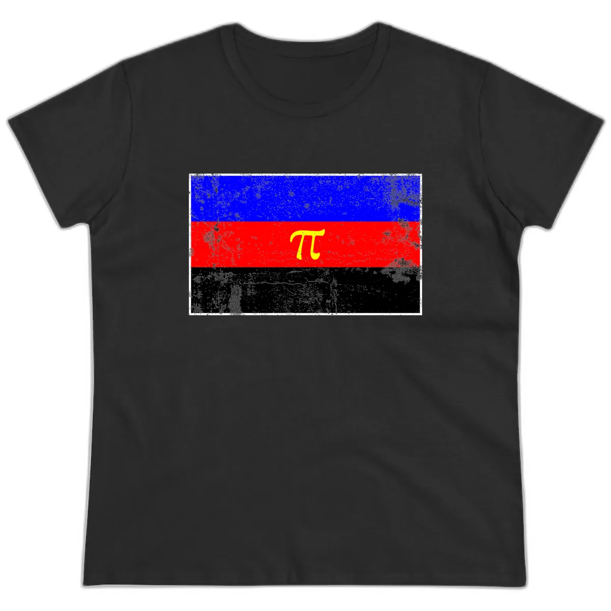 Pi Mathematical Symbol Pride Flag Ladies Tee in Black