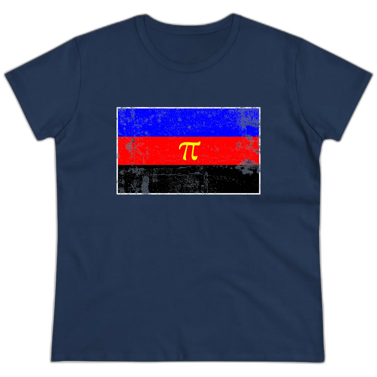 Pi Mathematical Symbol Pride Flag Ladies Tee in Navy