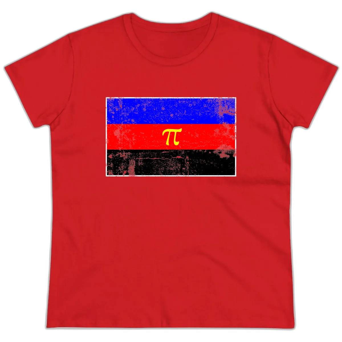 Pi Mathematical Symbol Pride Flag Ladies Tee in Red