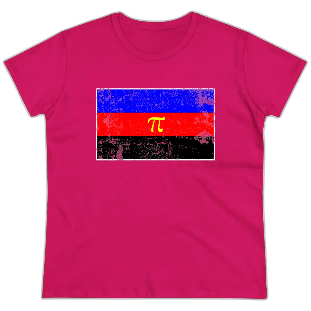 Pi Mathematical Symbol Pride Flag Ladies Tee in Heliconia