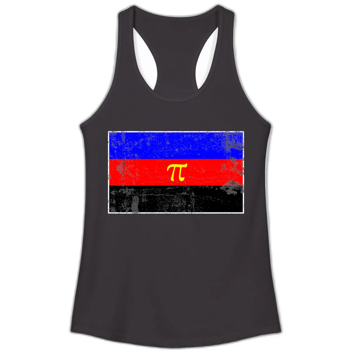 Pi Mathematical Symbol Pride Flag Ladies Tank in Black