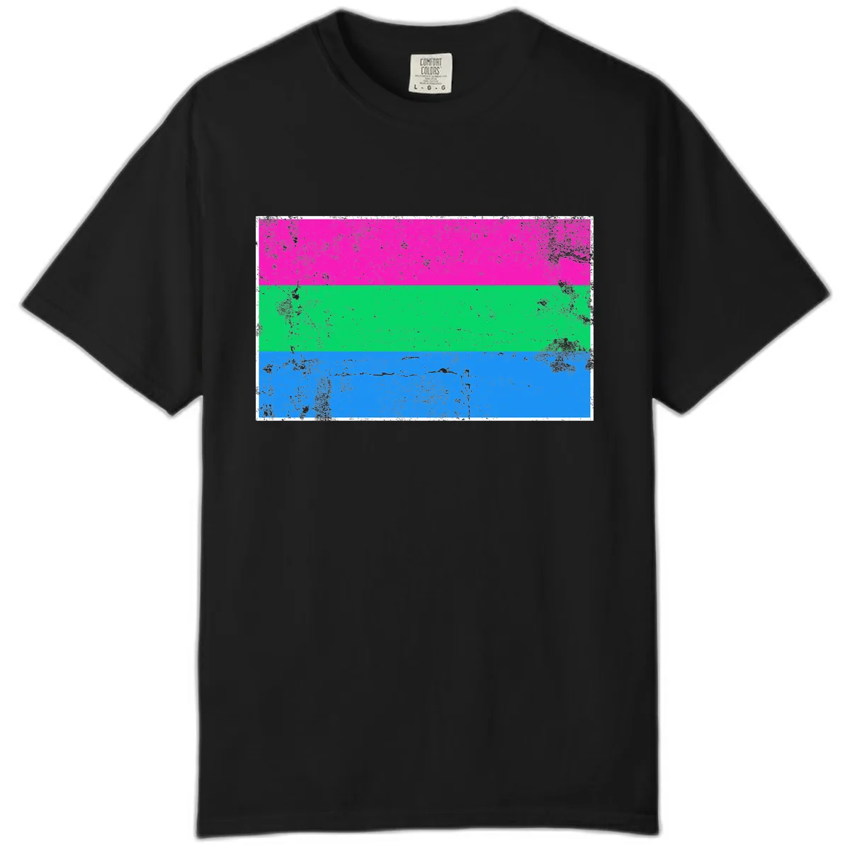 Horizontal Pride Flag Stripes Comfort Color in Black