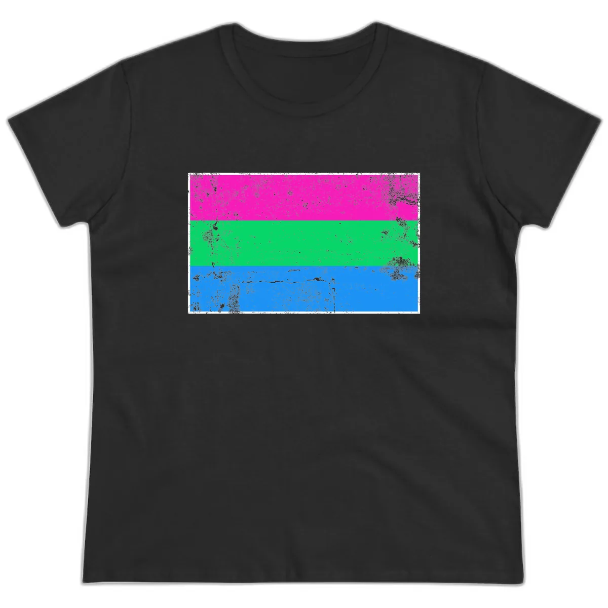 Horizontal Pride Flag Stripes Ladies Tee in Black