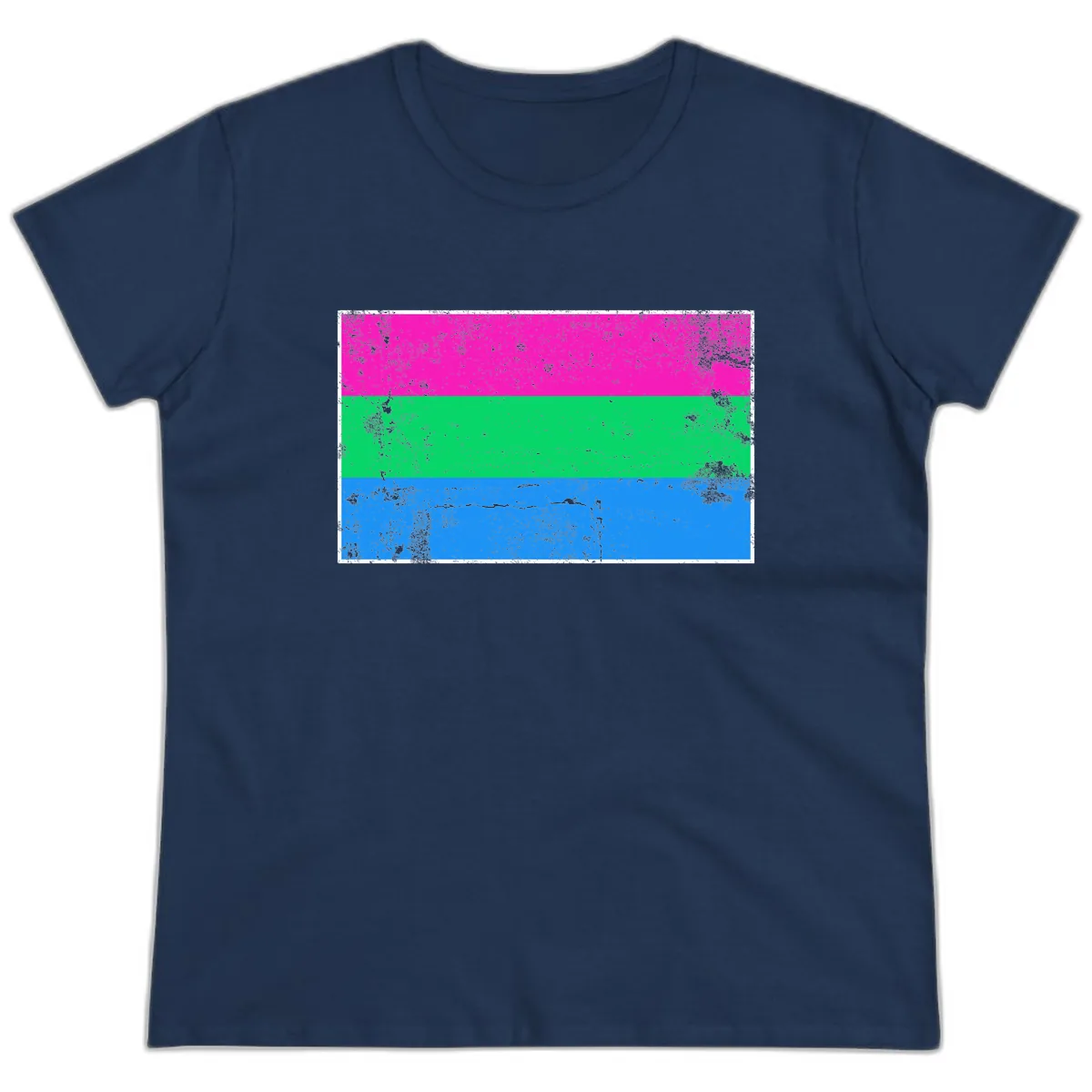 Horizontal Pride Flag Stripes Ladies Tee in Navy