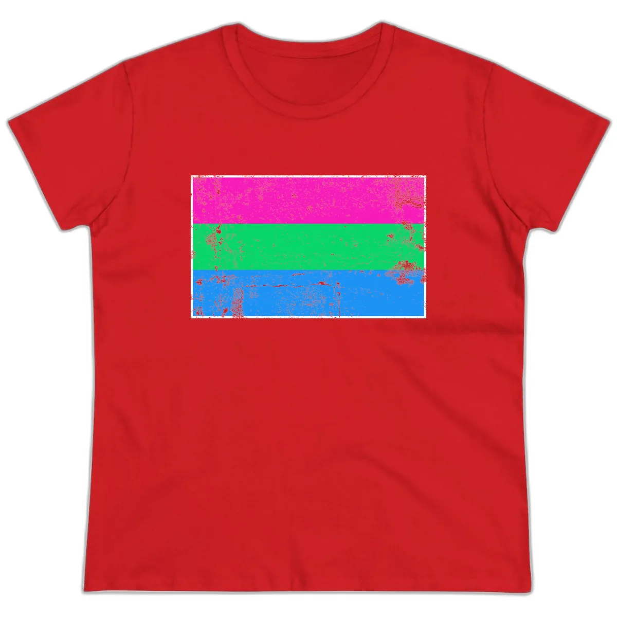 Horizontal Pride Flag Stripes Ladies Tee in Red