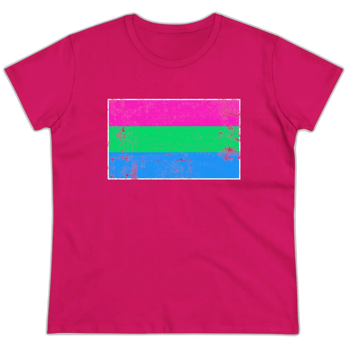 Horizontal Pride Flag Stripes Ladies Tee in Heliconia
