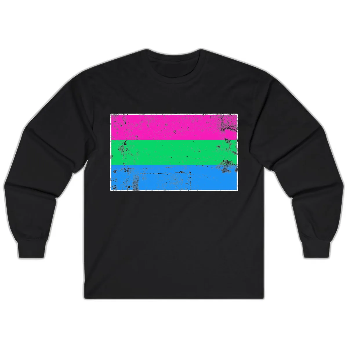 Horizontal Pride Flag Stripes Long Sleeve in Black